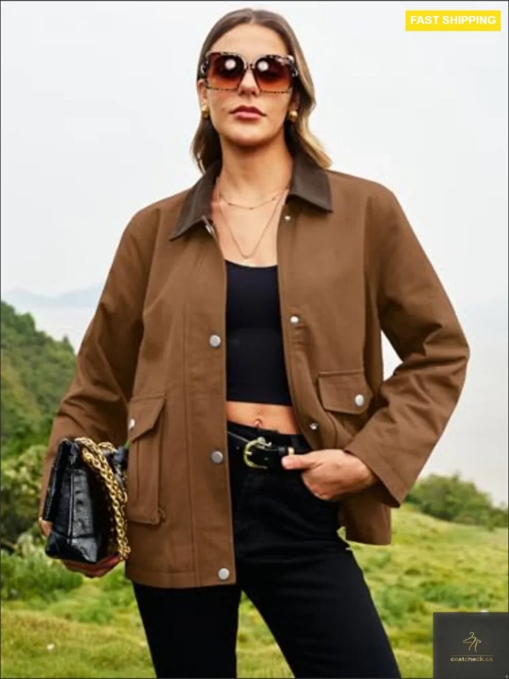 Oversized Barn Jacket Cotton Quilted Padded Utility Corduroy Collar Coat Fall